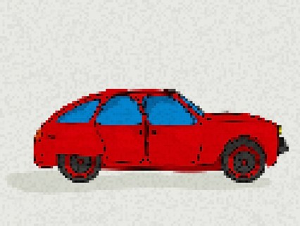 Cartoon style drawing of a red sport car