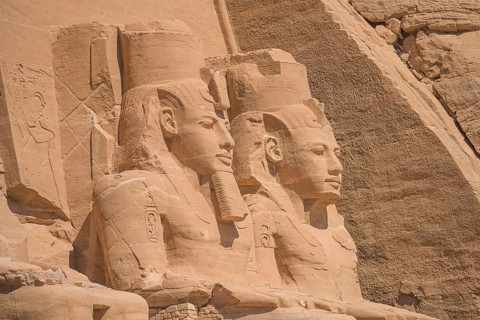Statues Pharaoh Ramses II Rock Temple Abu Simbel