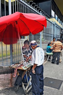 Street with lottery ticket sellers