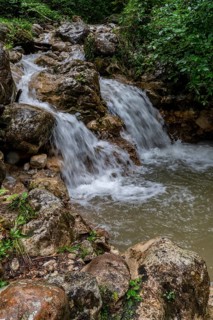 Cascades at the waterfall in the Breuergraben along the Schwarzache