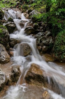 Cascades at the waterfall in the Breuergraben along the Schwarzache
