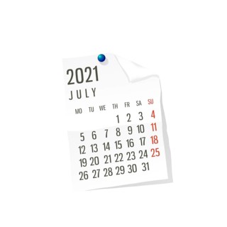 2021 Calendar on white paper