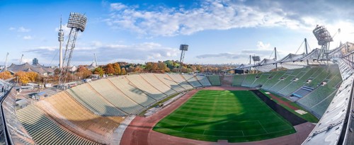 View over Olympic Stadium with football field