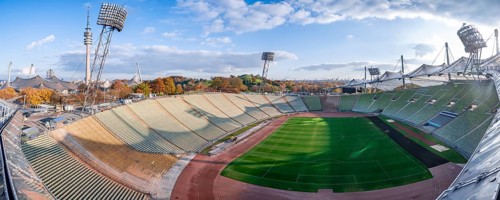 View over Olympic Stadium with football field
