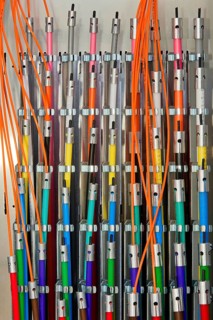 Coloured fibre optic cables for broadband connections