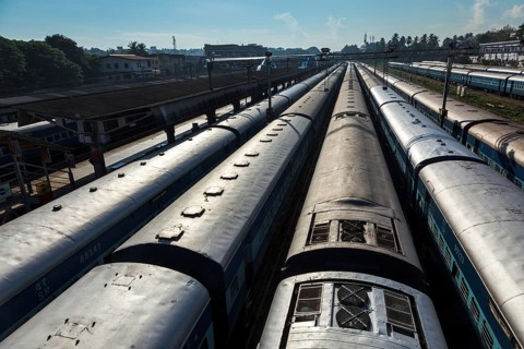 Trains at train station. Trivandrum