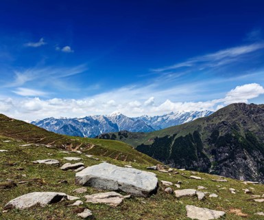 Travel Himalayas background. Above Kullu Valley