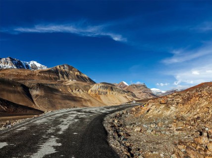 Manali-Leh road to Ladakh in Indian Himalayas near Baralacha-La pass. Himachal Pradesh