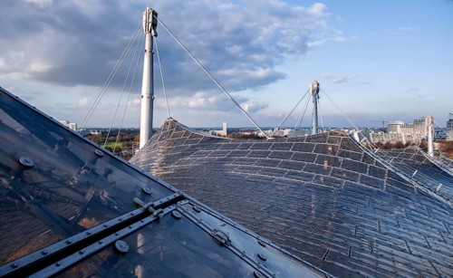 Supports and panels on the tent roof of the Olympic Stadium