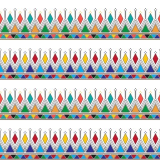 Decorative geometric repeating pattern inspired by Al-Qatt Al-Asiri traditional paintings