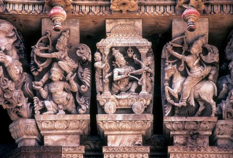 17 th century 350 years old wooden carvings in Meenakashi Sundareswarer temple's chariot at Madurai