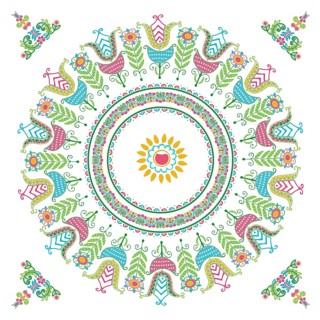 Seamless pattern design inspired by traditional Hungarian embroidery