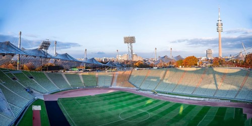 View over Olympic Stadium with football field