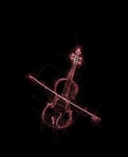 Violin grunge sketch over black background
