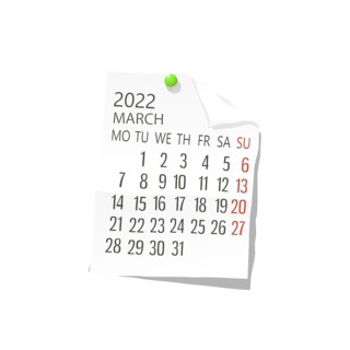 2022 Calendar on white paper