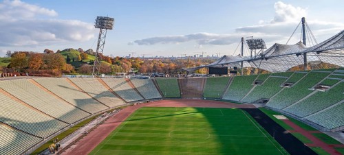 View over Olympic Stadium with football field