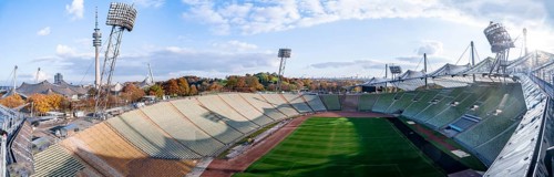 View over Olympic Stadium with football field