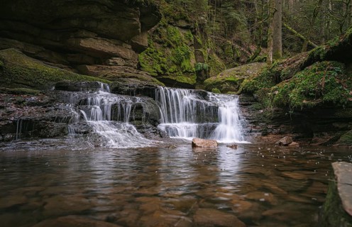 Waterfall with rocks in the forest