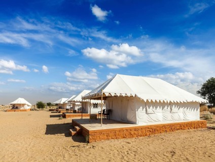 Luxury tents in desert. Jaisalmer