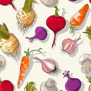 Vector seamless pattern background with vegetables