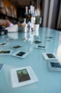 Slide frames on table as decoration