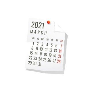 2021 Calendar on white paper