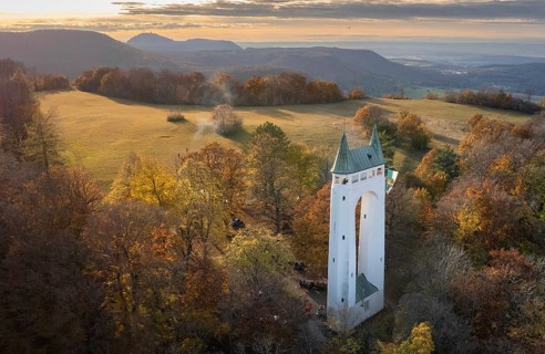Landscape photograph of the Schoenberg Tower in Golden Autumn
