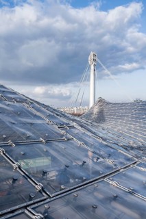 Supports and panels on the tent roof of the Olympic Stadium