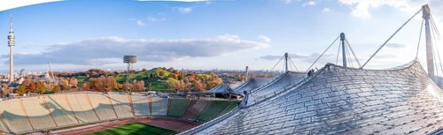 People on the Tent Roof of the Olympic Stadium