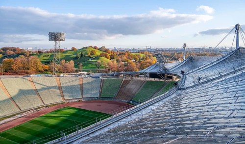 People on the Tent Roof of the Olympic Stadium