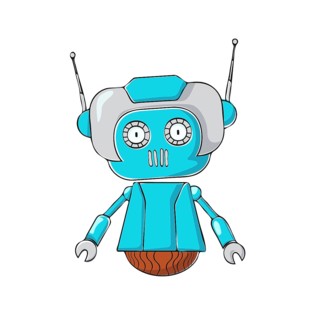 Cute little bot freehand drawing vector over white