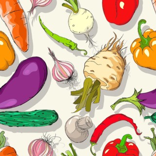Vector seamless pattern background with vegetables
