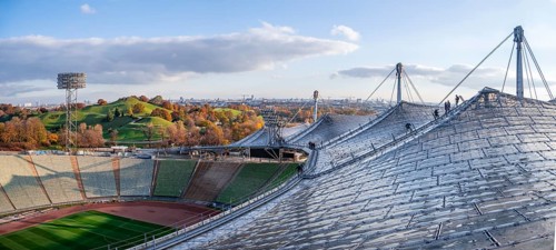 People on the Tent Roof of the Olympic Stadium