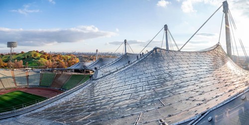 People on the Tent Roof of the Olympic Stadium