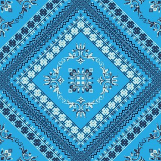 Decorative repeating pattern inspired by traditional Russian embroidery