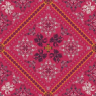 Decorative repeating pattern inspired by traditional Russian embroidery