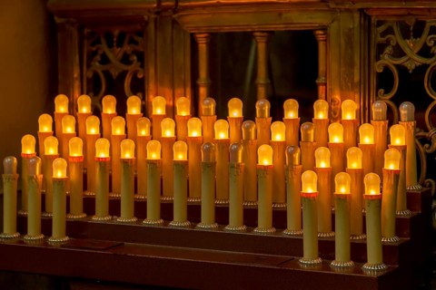 Sacrificial candles in a church