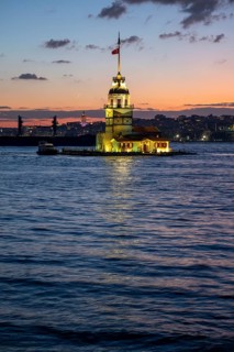 Maiden's Tower at sunset in Istanbul