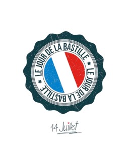 Bastille Day vector rubber stamp with France flag