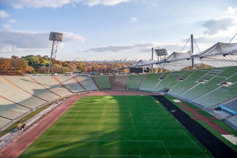 View over Olympic Stadium with football field