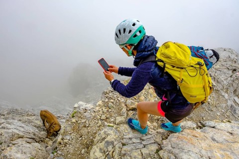 Mountaineer photographs an ibex