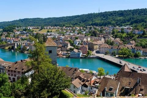 View of the town and the Rhine from the Munot town fortress