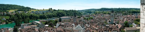 View of the town from the Munot fortress with All Saints' Minster and St. John's Parish Church
