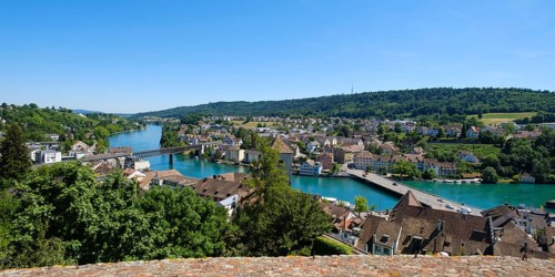 View of the town and the Rhine from the Munot town fortress