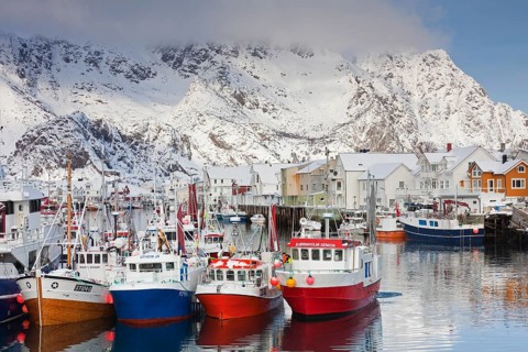 Fishing boats in Henningsvaer harbour