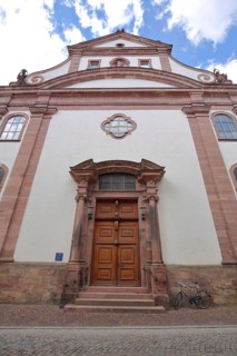 Portal of the Baroque Benedictine Church with Tail Gable in Villingen