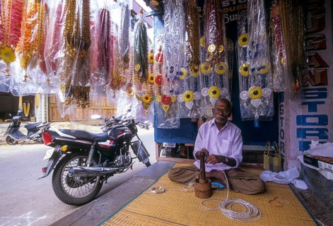 Making garlands at Chintadripet in Chennai Madras