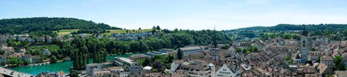 View of the town from the Munot fortress with All Saints' Minster and St. John's Parish Church
