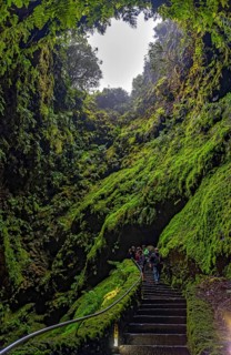 Inside the volcanic vent Algar do carvao Azores Terceira Portugal