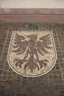 Floor mosaic as coat of arms of the Zaehringer dynasty in front of the town hall